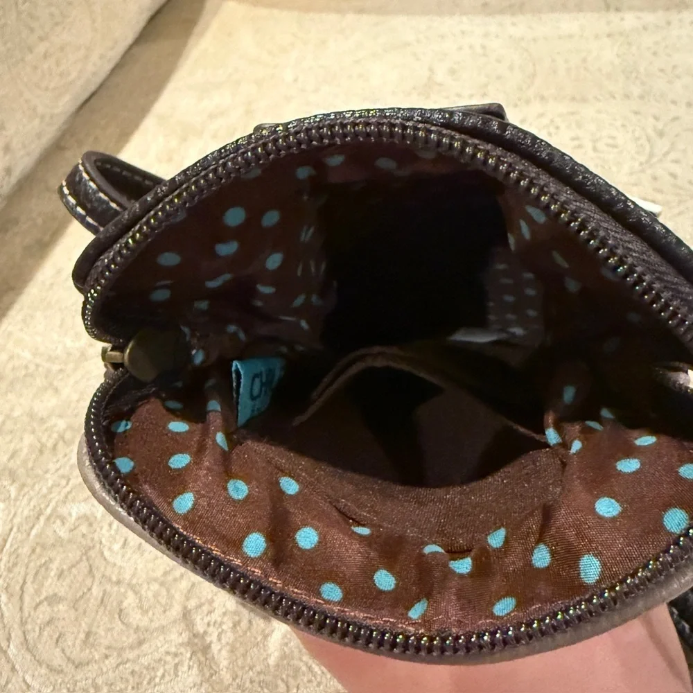 Chala Lily Brown and Green Floral Wristlet